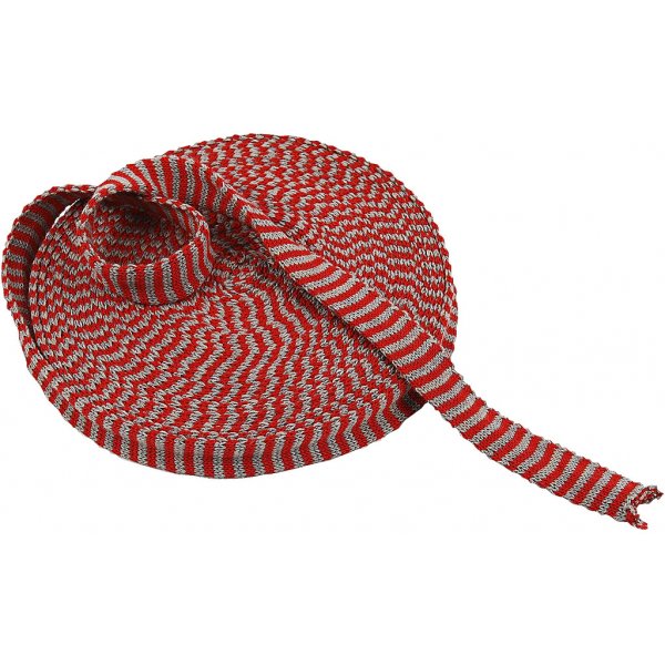 Tissu tricot tubulaire - L22 mm - Nol rouge/gris - 10 m