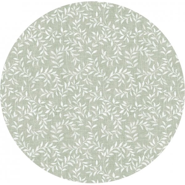 Toile cire PVC Ronde Petite feuille - Vert