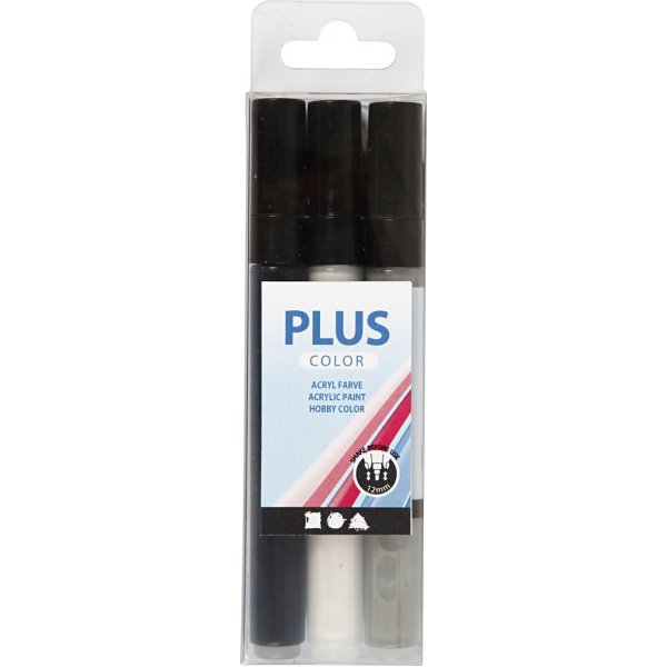 Marqueur Plus Color - noir - blanc cassé - gris pluie - 3 pcs