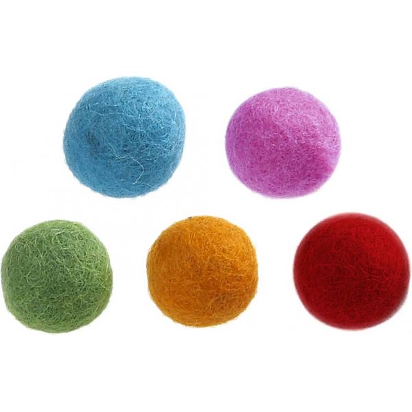 Perles de laine - couleurs vives - 64 pcs