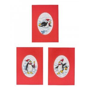 Kit de broderie Cartes de Noël - Pingouins de Noël Kit de broderie Cartes de Noël - Pingouins de Noël