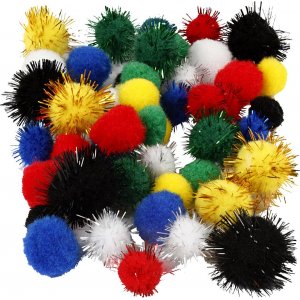 Pompons - couleurs mélangées - 48 pcs Pompons - couleurs mélangées - 48 pcs