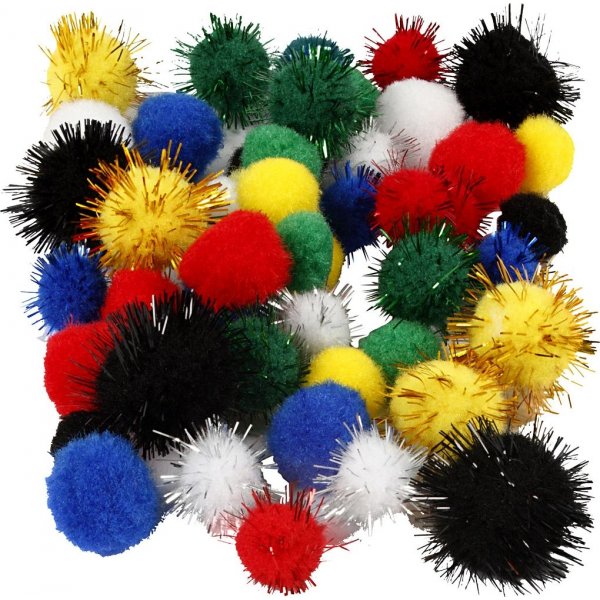 Pompons - couleurs mlanges - 48 pcs