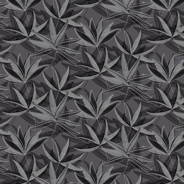 Toile cire PVC Feuilles - Noir