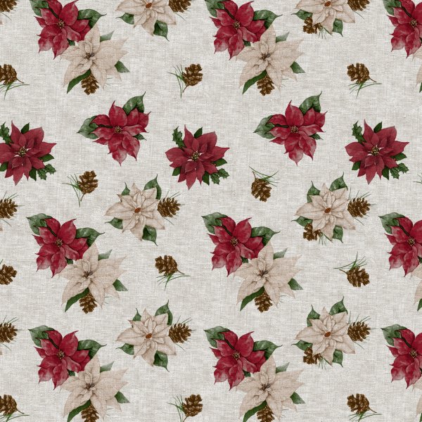 Toile cire PVC Rose de Nol