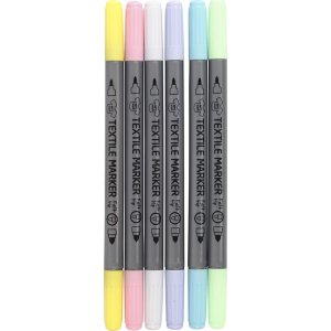 Marqueurs textiles - couleurs pastel - 6 pcs Marqueurs textiles - couleurs pastel - 6 pcs