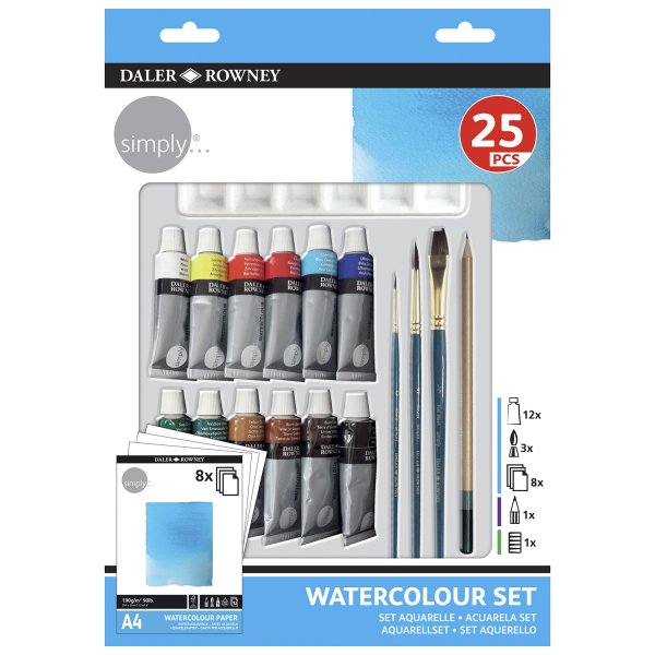 Ensemble de peintures aquarelles - 25 pices