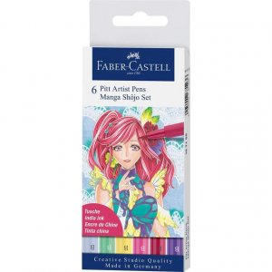 Set de stylos à dessin PITT Artist Brush Manga Shojo - 6 stylos Set de stylos à dessin PITT Artist Brush Manga Shojo - 6 stylos