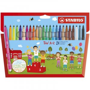 Feutres fibre Trio AZ - paquet de 24 avec bloc à dessin Feutres fibre Trio AZ - paquet de 24 avec bloc à dessin