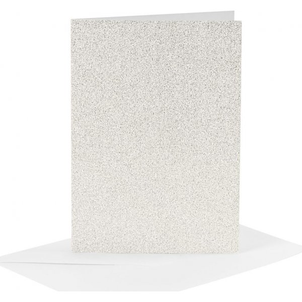 Cartes et enveloppes - blanc - paillettes - 11,5 x 16,5 cm - 4 sets
