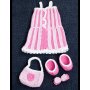 Patron au crochet - Robe au crochet, pince  cheveux, chaussures et sac pour la poupe