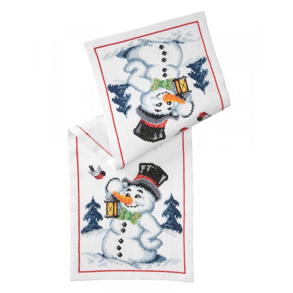 Kit de broderie Runner - Bonhomme de neige avec lanterne