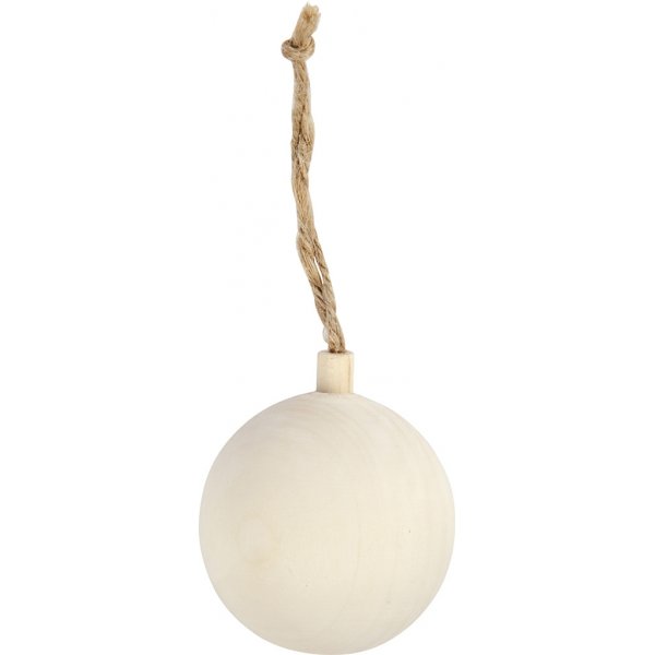 Boule de Nol en bois avec suspension - 5,5 cm