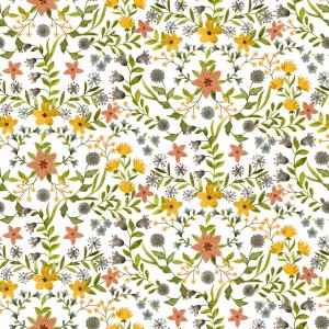 Toile cirée à motif de feuilles et de fleurs - Terracotta Toile cirée à motif de feuilles et de fleurs - Terracotta
