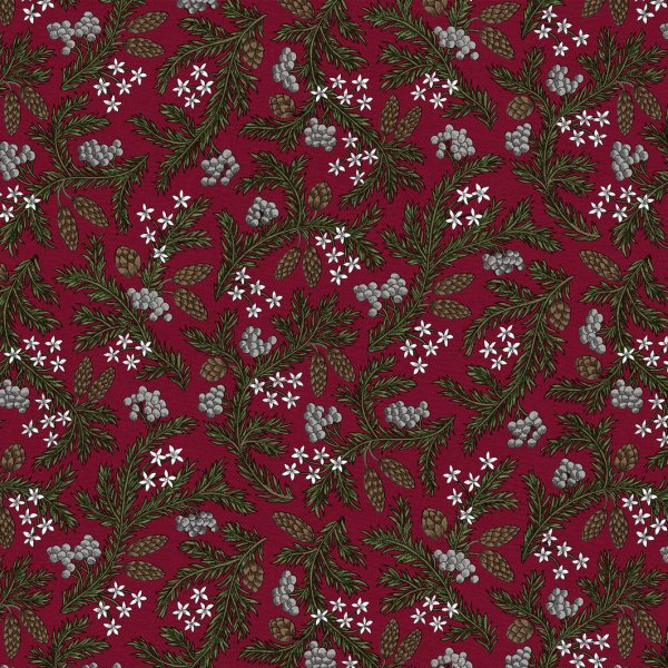 Toile cire PVC Brindille - Rouge