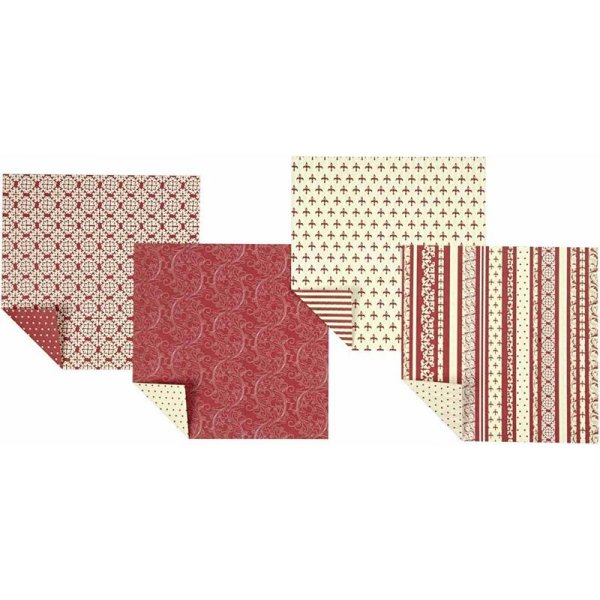 Papier origami - rouge/blanc - 15 x 15 cm - 50 feuilles