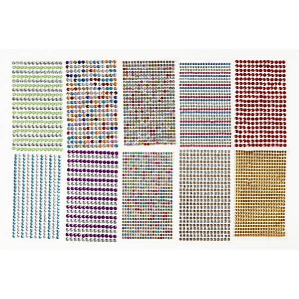 Autocollants strass - couleurs mlanges - 10 feuilles