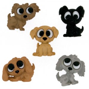 Boutons multicolores 17x21 - 22x17 mm - Chiens joueurs Boutons multicolores 17x21 - 22x17 mm - Chiens joueurs