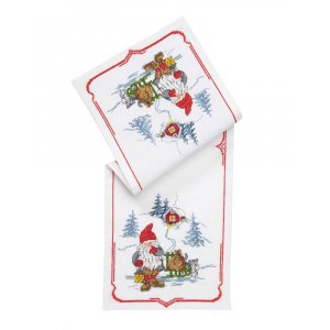 Kit de broderie Runner - Père Noël avec traîneau et sac Kit de broderie Runner - Père Noël avec traîneau et sac