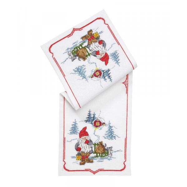 Kit de broderie Runner - Père Noël avec traîneau et sac