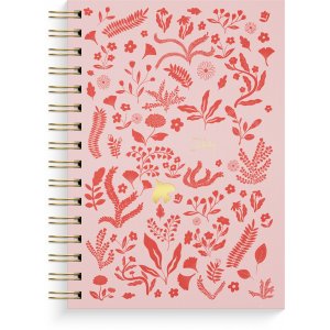 Carnet A5 rose à spirale, ligné, à motifs botaniques Carnet A5 rose à spirale, ligné, à motifs botaniques