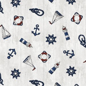 Toile cire PVC Maritime - Blanc