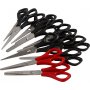 Ciseaux d'cole - noir - rouge - droite et gauche - 12 pcs