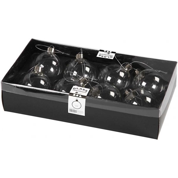 Boules en verre - transparentes - 8 pcs