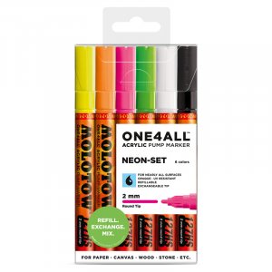 Marqueurs acryliques One4All 2mm 6 Pens - Néon Marqueurs acryliques One4All 2mm 6 Pens - Néon