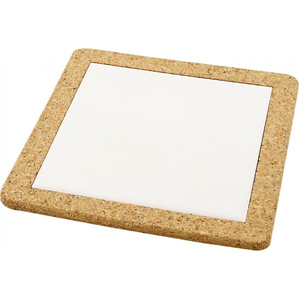Sous-verres avec cadres en lige - blanc - 10 pcs
