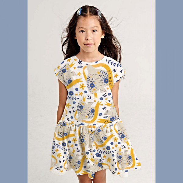 Jersey à motifs 145 cm - Paix - colombe - Blanc Jersey à motifs 145 cm - Paix - colombe - Blanc