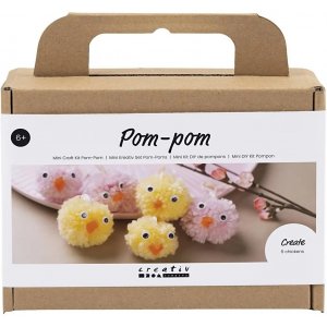 Mini Kit DIY Pompon, couleurs mélangées, Poules Mini Kit DIY Pompon, couleurs mélangées, Poules