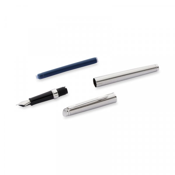 Stylo plume Waterman Hmisphre - Acier inoxydable Chrome - Bleu Moyen