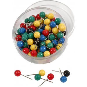 Épingles de carte - couleurs mélangées - 100 pcs Épingles de carte - couleurs mélangées - 100 pcs