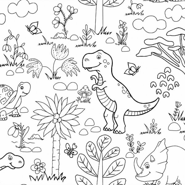 Toile cire PVC Griffel dino - Blanc