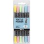 Marqueurs textiles - couleurs pastel - 6 pcs