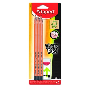 Crayon - Maped - 6 crayons HB & 1 gomme Crayon - Maped - 6 crayons HB & 1 gomme