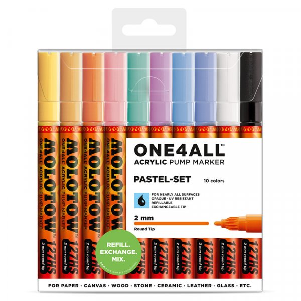 Marqueurs acryliques One4All 2mm 10 stylos - Pastel