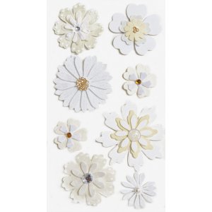 Mélange d'autocollants - Fleurs - blanc 2 Mélange d'autocollants - Fleurs - blanc 2