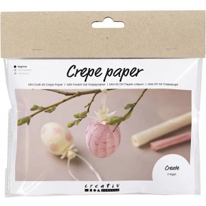 Mini Kit DIY Papier crépon, rose clair, jaune clair, Oeufs Mini Kit DIY Papier crépon, rose clair, jaune clair, Oeufs