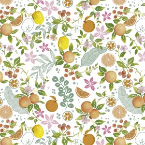 Toile cirée à motif tropical - Blanc/orange Toile cirée à motif tropical - Blanc/orange