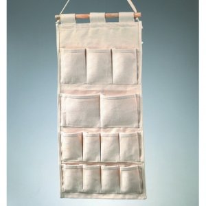 Articles en coton 60 x 29 cm - support à suspendre naturel avec poches Articles en coton 60 x 29 cm - support à suspendre naturel avec poches