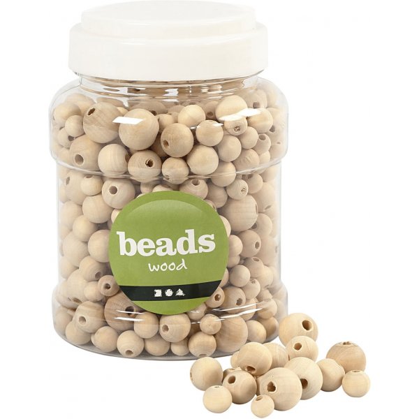 Perles en bois - différentes tailles - 400 ml Perles en bois - différentes tailles - 400 ml