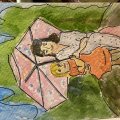 Image client Bloc de carte postale aquarelle