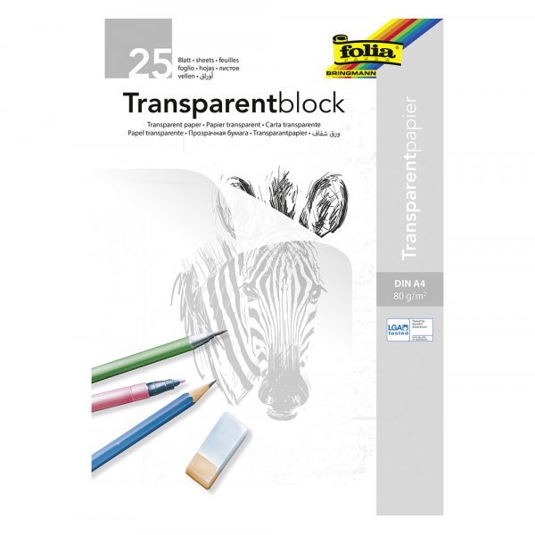 Livret avec papier transparent 30 feuilles - Multicolore A4