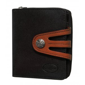 Portefeuille homme en cuir de vachette - Noir/marron