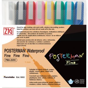 Feutre ZIG Posterman Fine, lot de 8 couleurs