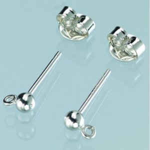 Clous 13 mm - argent 925 2 pcs. boule + anneau / 925 / 2 PA Clous 13 mm - argent 925 2 pcs. boule + anneau / 925 / 2 PA