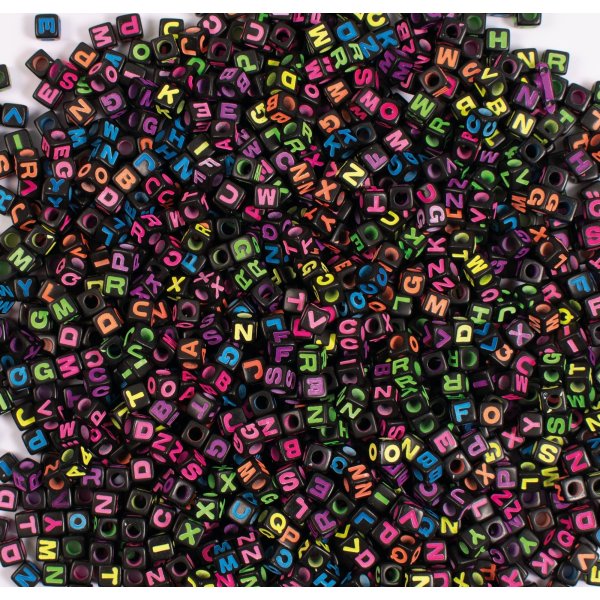 Perles lettres non  7 mm - env.