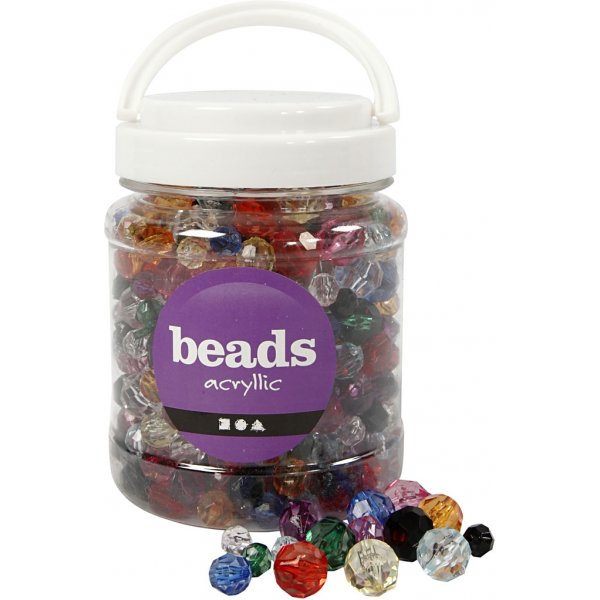 Perles en plastique  facettes - couleurs mlanges - 700 ml